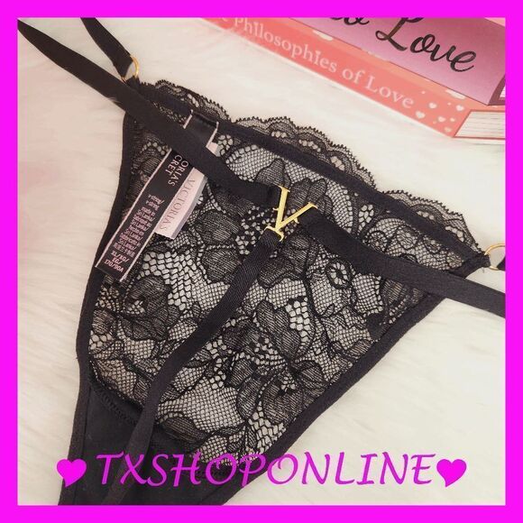 ❣️👙{ Victoria's Secret} Black lace v-string panty👙❣️ NWT - Picture 4 of 5